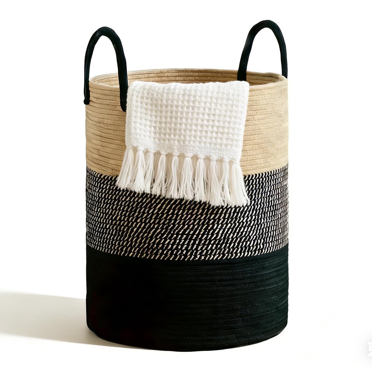 Omgoods - Tricolor Katoenen Wasmand 38 x 50 cm met Handvat