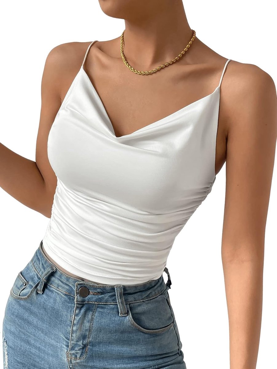 Dames Cami Top Sexy Draped Top Elegant Top Mouwloos Crop Tops Dames Met Ruches