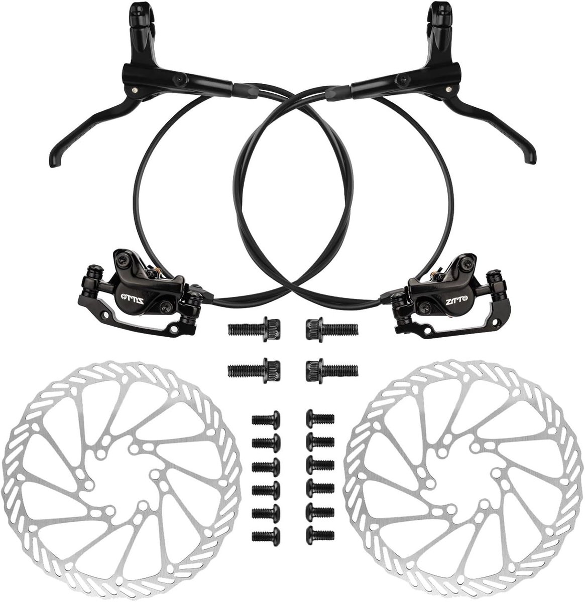 hydraulische schijfrem, schijfremset voor en achter, hydraulische rem fiets van aluminiumlegering met 160 mm schijfrem schijven voor MTB mountainbike racefiets