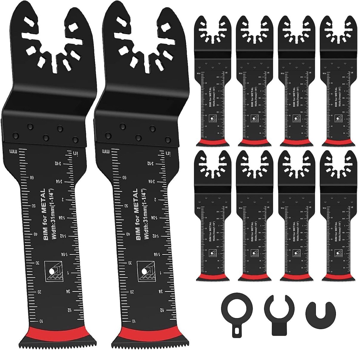 Zaagbladen, 10 stuks, multitool zaagbladen, bi-metaal, voor het snijden van metaal, houten spijkers, schroeven, universele snelwissel, oscillerende accessoires