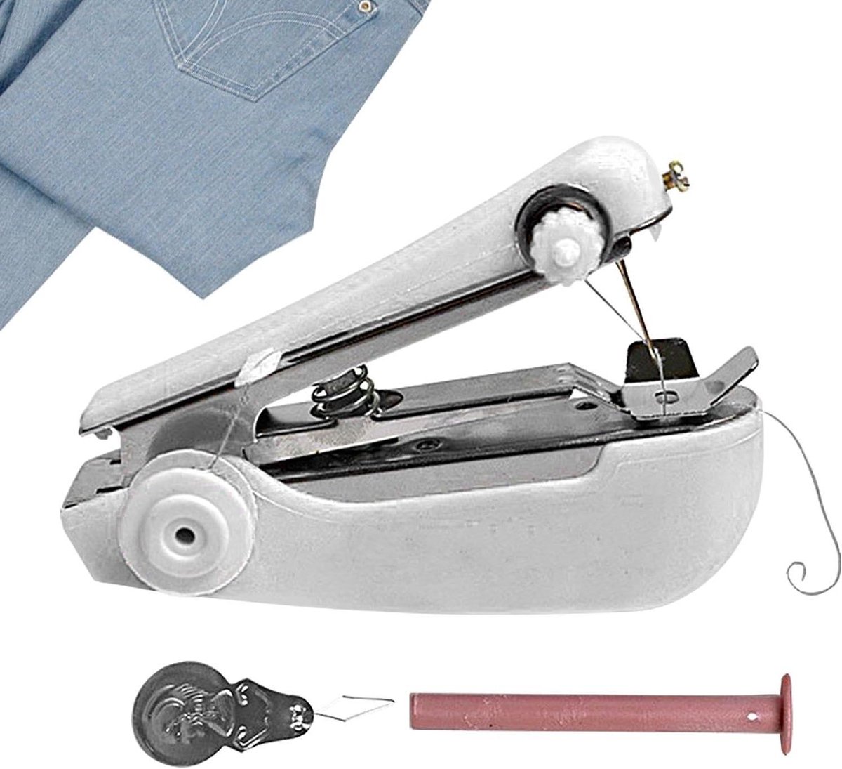 Handnaaimachine Draagbaar - Mini Naaier Naaigereedschap - Kleding Repareren - Lichtgewicht Ontwerp - 7.2B x 5.2D cm - Wit