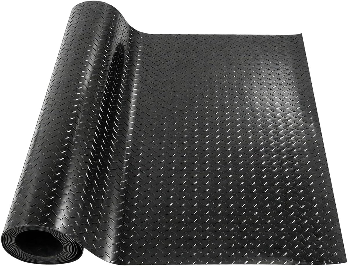 Rubberen mat, 1 x 1,5 m, vloerbeschermingsmat, antislipmat voor garage, werkplaats, kelder, hoogwaardige rubberen loper met antislip oppervlak, waterdicht en eenvoudig te reinigen
