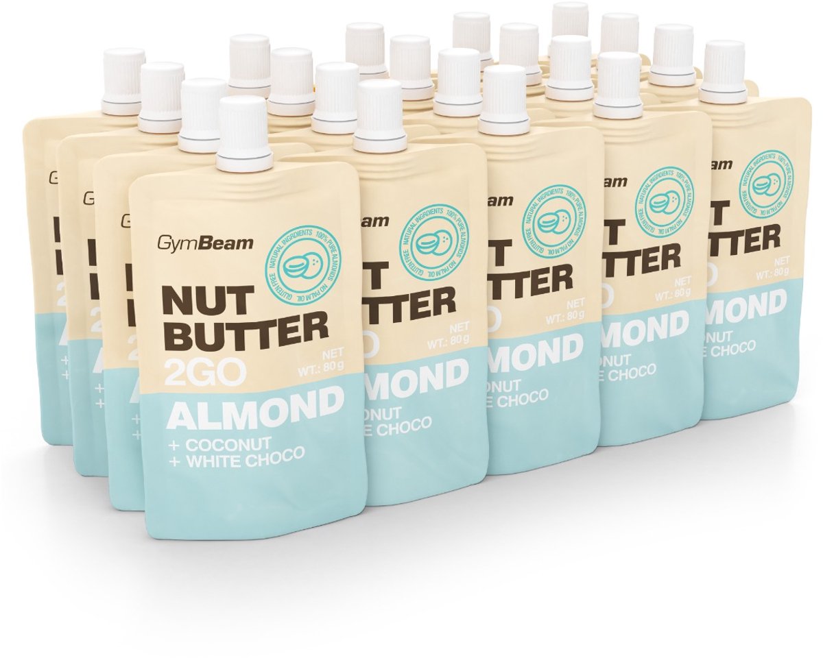 GymBeam Notenboter 2GO Amandelboter met kokos en witte chocolade