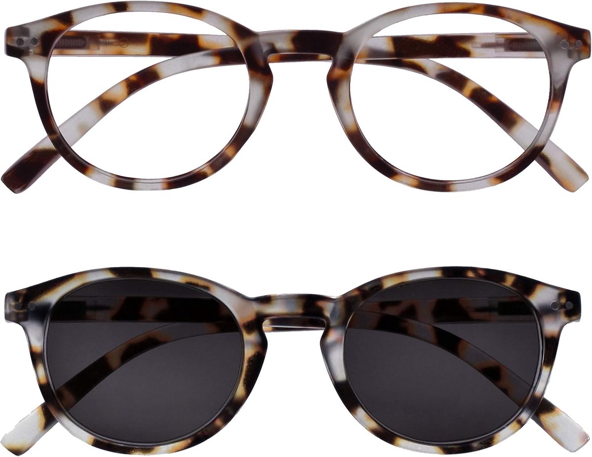 Zen Tweeling Pak Leesbril Met Zon Lezer Licht Bruine Schildpad Klein Mannen Vrouwen RS24-1T +2,50