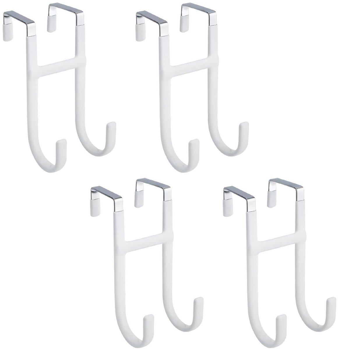Omgoods - 4 Stuks Over De Deur Haken - Zware Dubbele Organizer met Rubber Bescherming