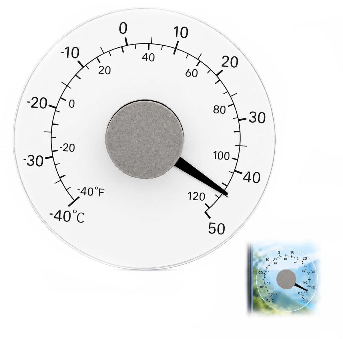 Omgoods - Buitenthermometer zonder Batterijen met Transparante Wijzerplaat