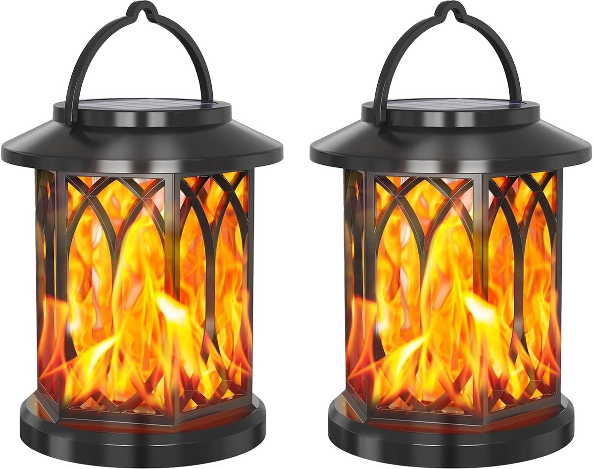 Omgoods - 2 Stuks Lantaarns op Zonne-energie - IP65 Waterdicht voor Buiten
