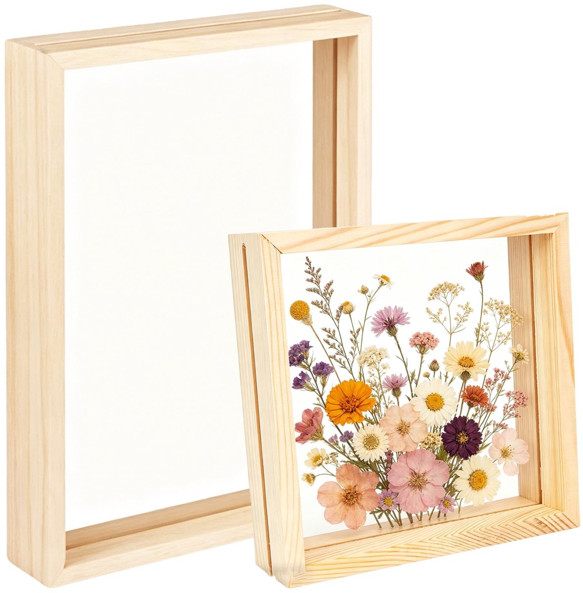 Omgoods - Houten Dubbellaagse Fotolijst Set - Drijvende Lijst voor Planten en Bloemen