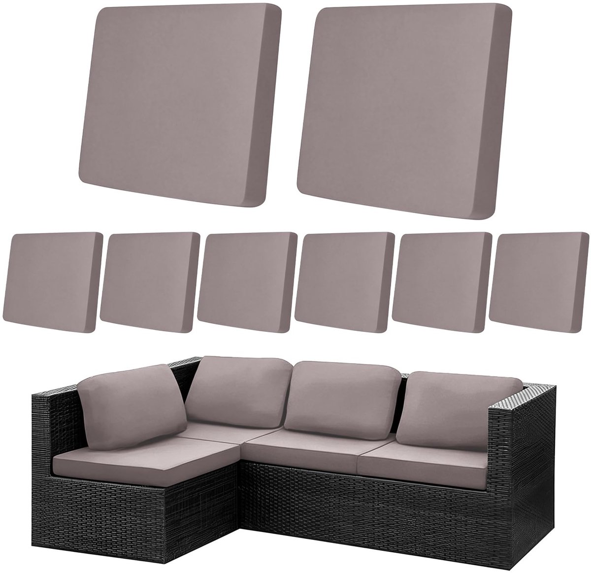 Omgoods - Set van 8 Outdoor Bankovertrekken - Stretch Kussenhoezen voor Tuinmeubelen