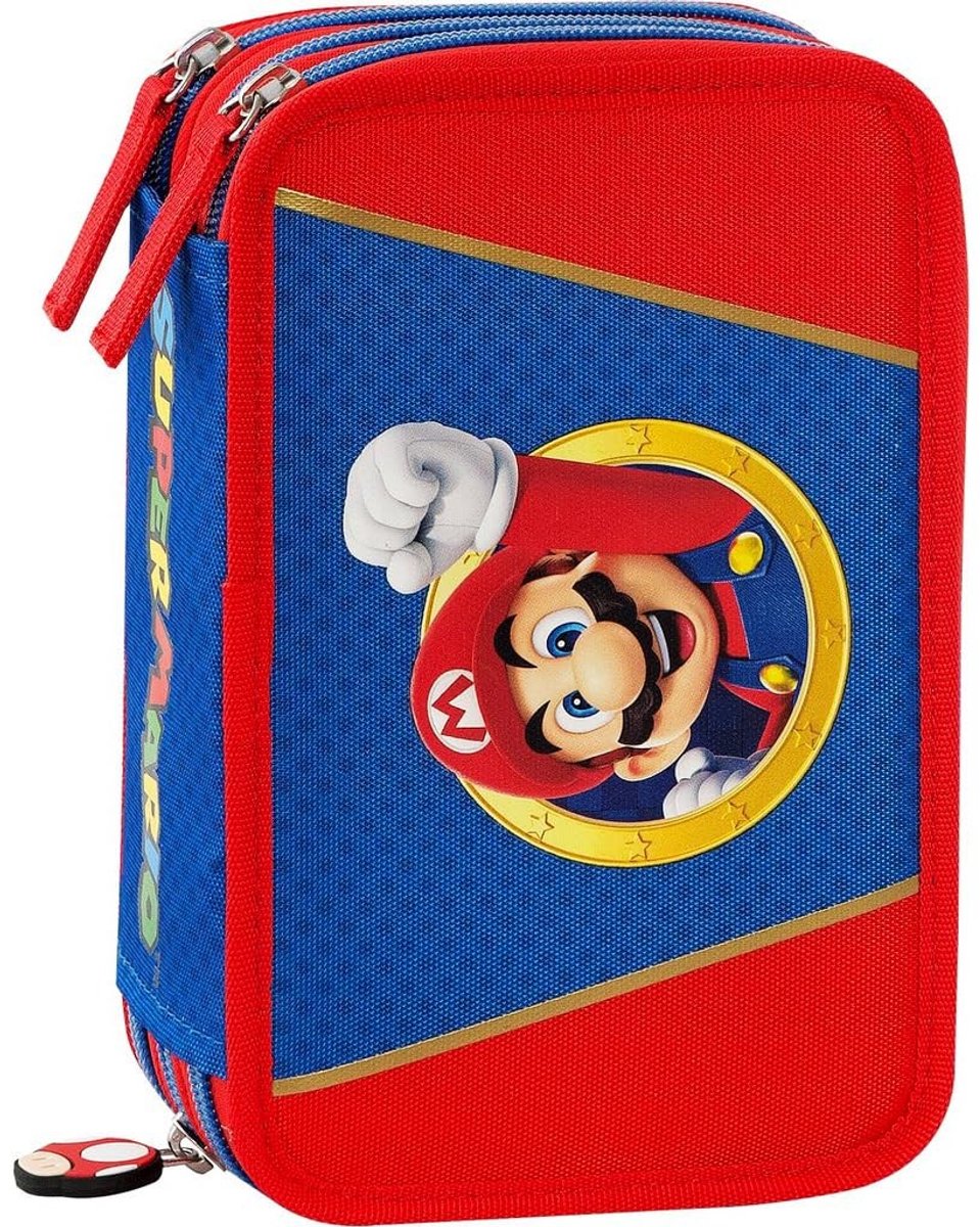 Omgoods - Clondo Pennenetui voor Kinderen - 3 Vakken met Super Mario Thema