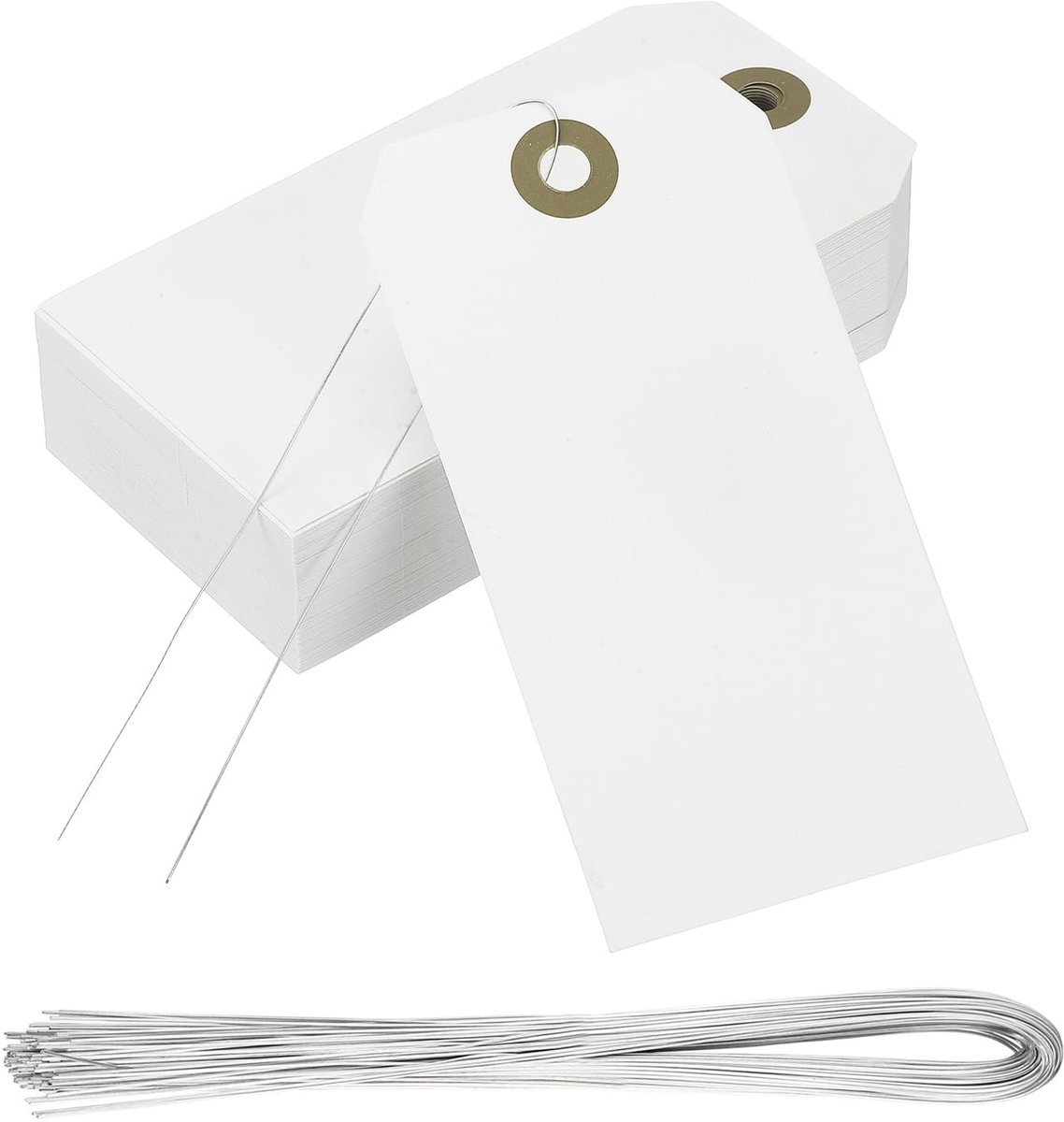 Omgoods - 120 Stuks Manilla Verzendlabels met Draad - Witte Blanco Hang Etiketten