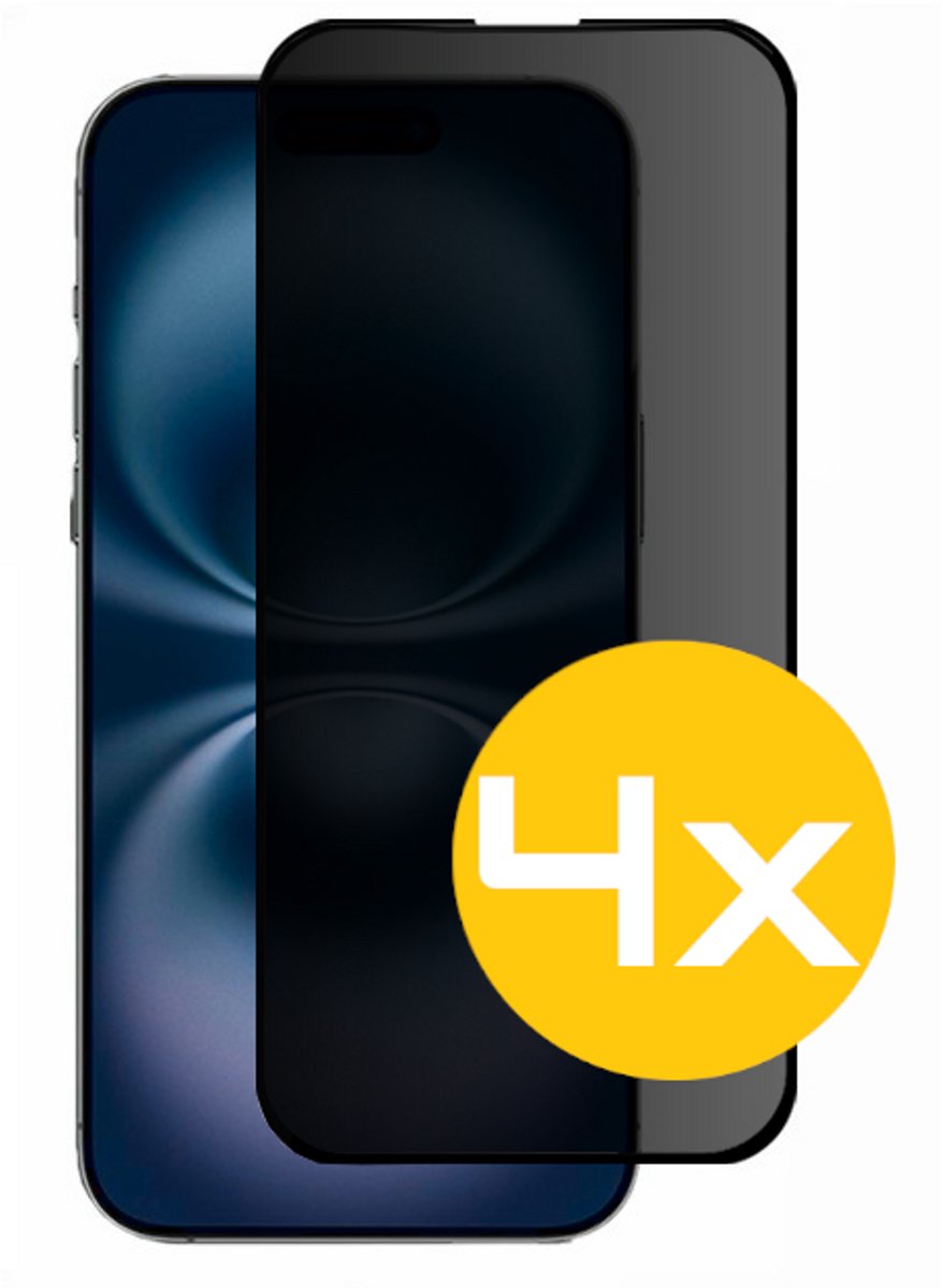 Privacy Screenprotector Geschikt Voor iPhone 16 Plus - Volledige Beschermglas - 4 Stuks