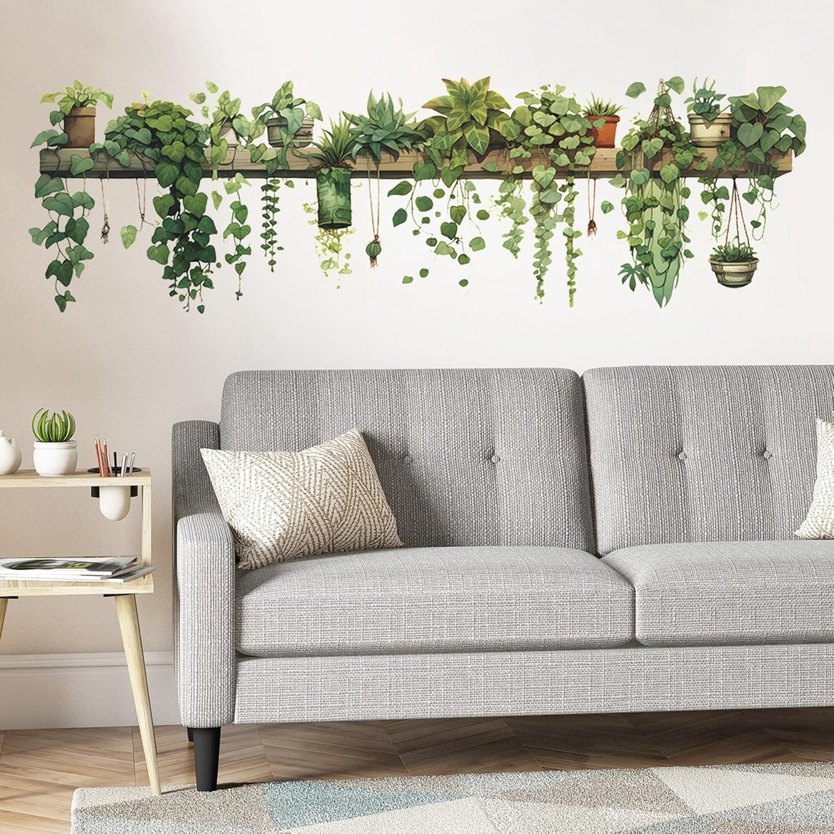 duoyif Muursticker tropische planten, decoratief vinyl, planten, groene bladeren, muurtattoo, slaapkamer, keuken, badkamer, woonkamer, kinderkamer, kantoor, 88 x 27 cm, 1 stuk (C)