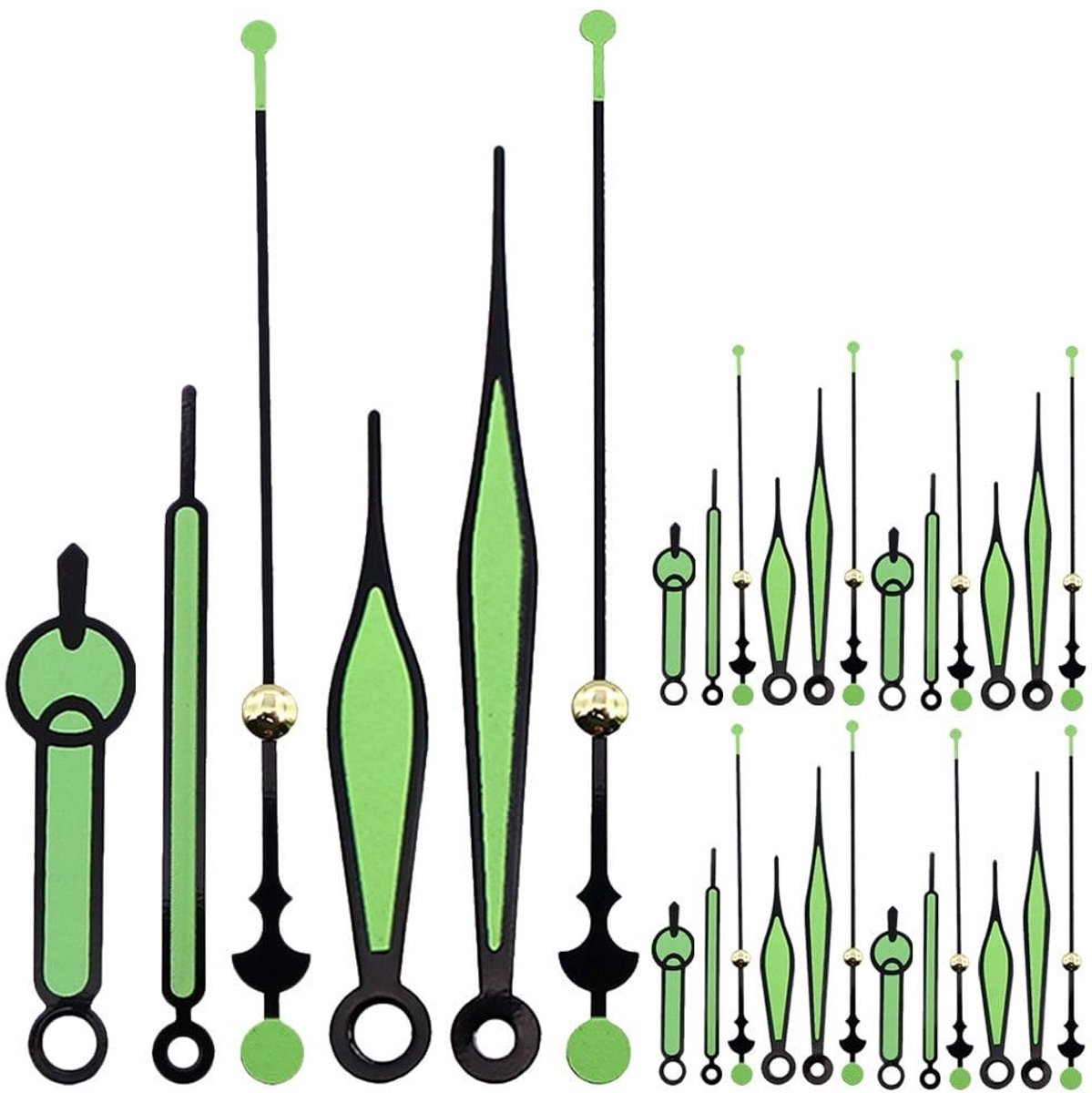 Omgoods - 10 Sets Luminous Hands voor DIY Wandklok - Creatieve Handen Set met Nacht Luminiserende Handen