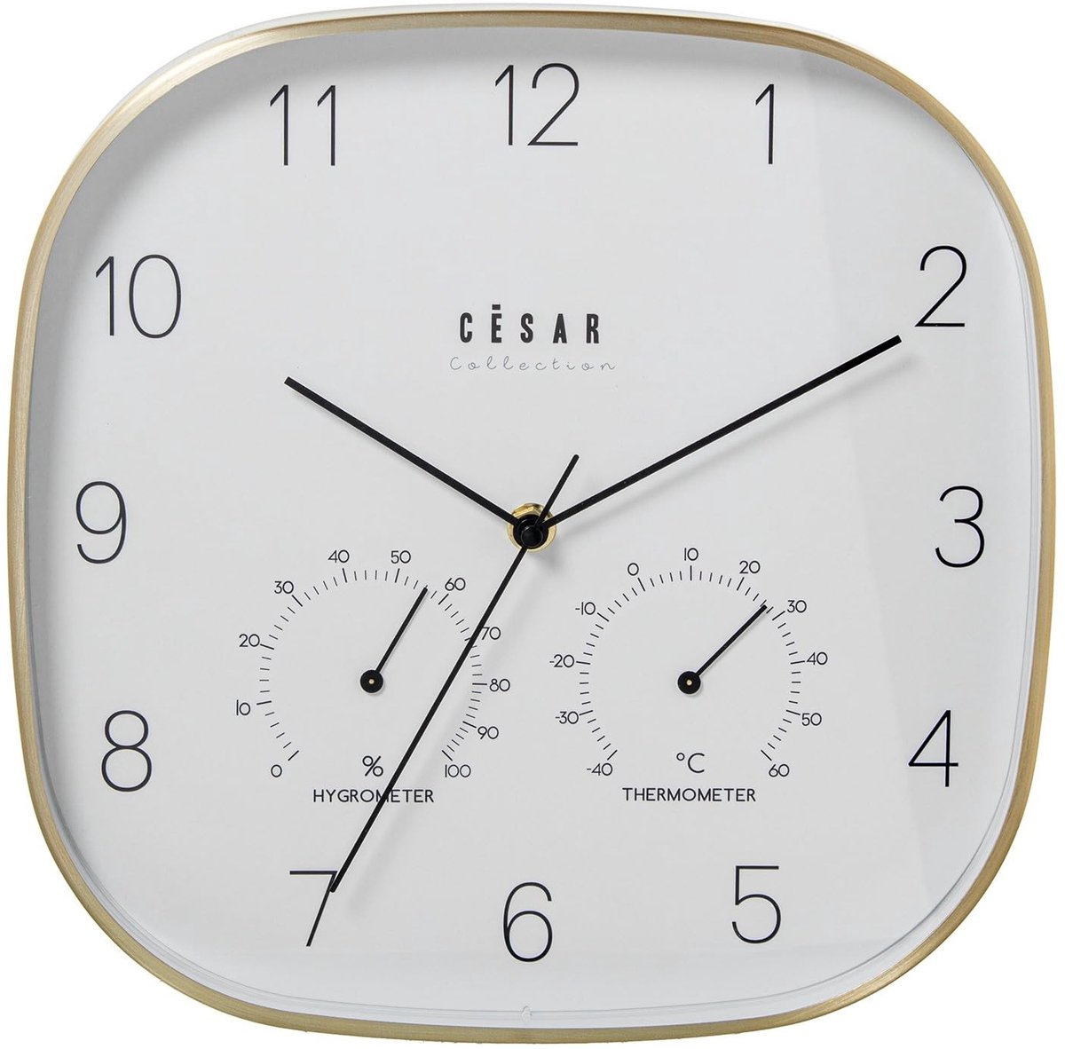 Omgoods - Aluminium Wandklok met Thermometer en Hygrometer - Gouden Frame