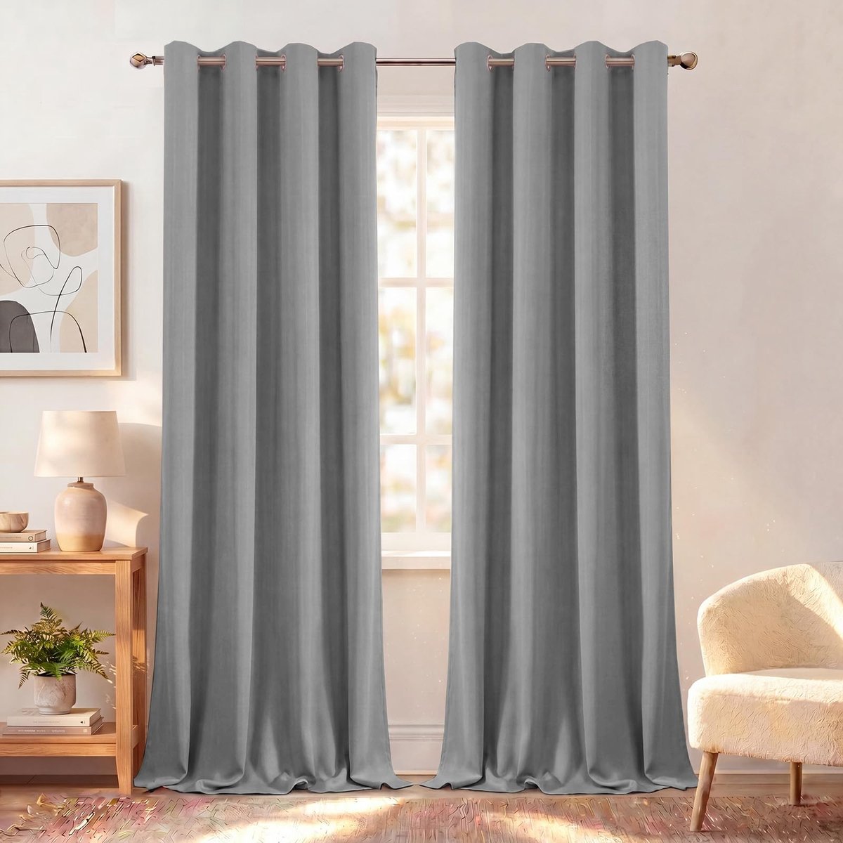 Omgoods - Verduisteringsgordijnen Set van 2 - Warmte-isolerende Gordijnen 140x240 cm Grijs