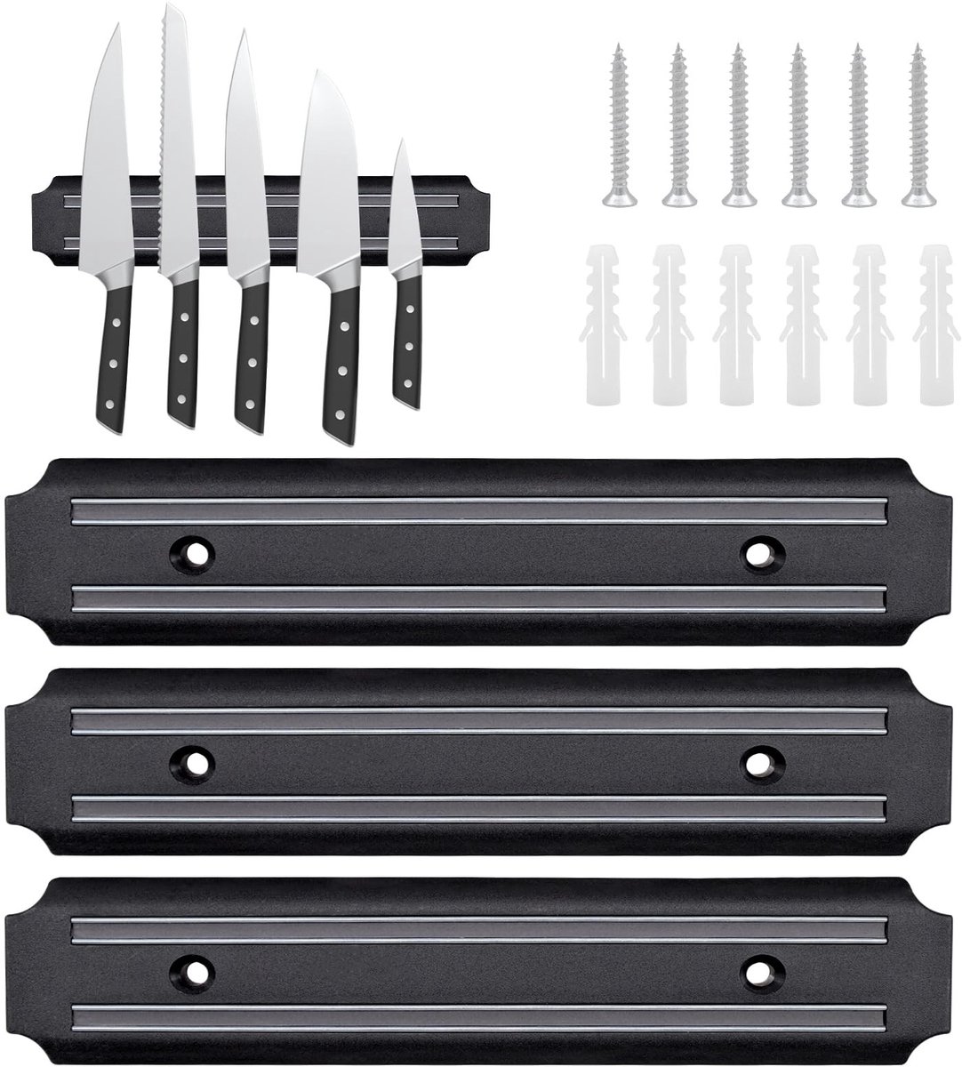 Omgoods - Magnetische Messenstrip, Set van 3 Stuks, 19 cm