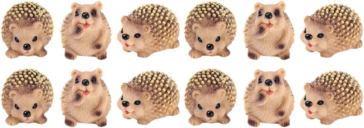 Micrrolandschap, egel, decoratiefiguren, 6 stuks, hars, miniatuur, dierfiguren voor tuin, bureau en poppenhuis, decoratie