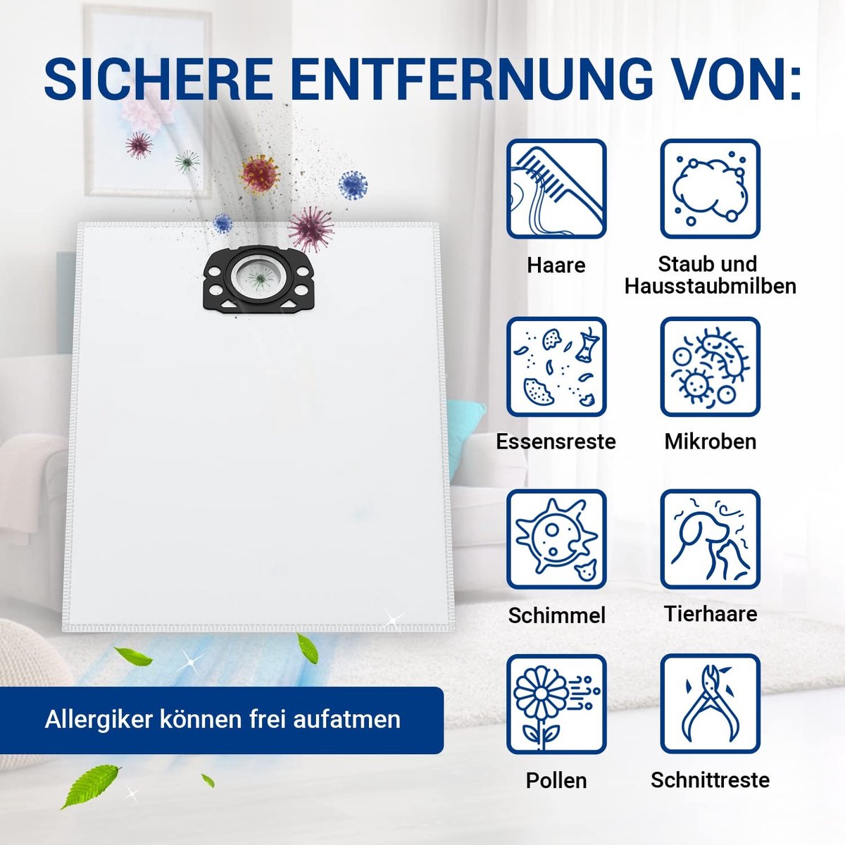 Omgoods - 8x Vervangende Stofzuigerzakken voor Kärcher 487 en WD Serie