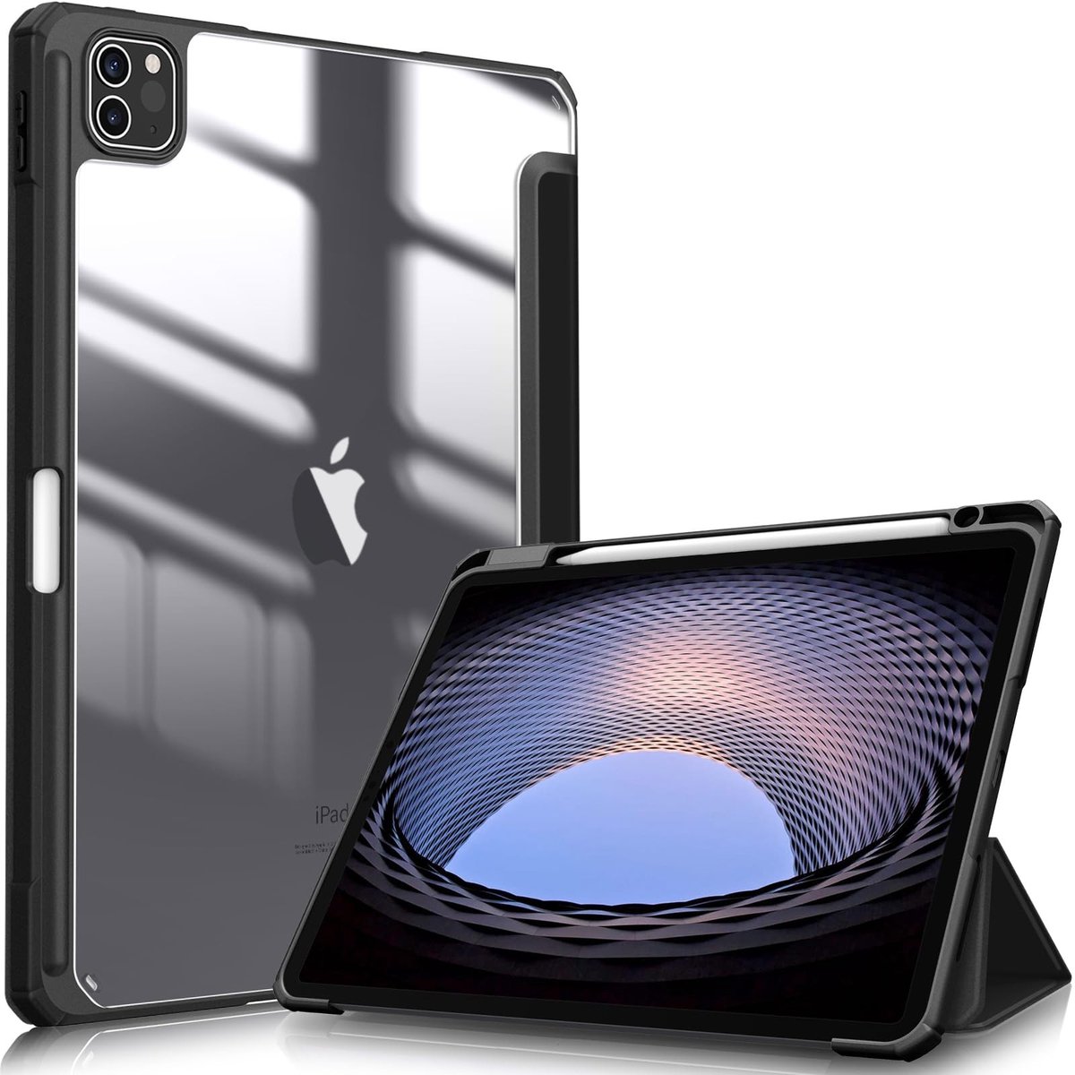 Omgoods - Case voor iPad Pro 11 inch (2022/2021/2020/2018) - Shockproof Cover met Pen Houder - Zwart