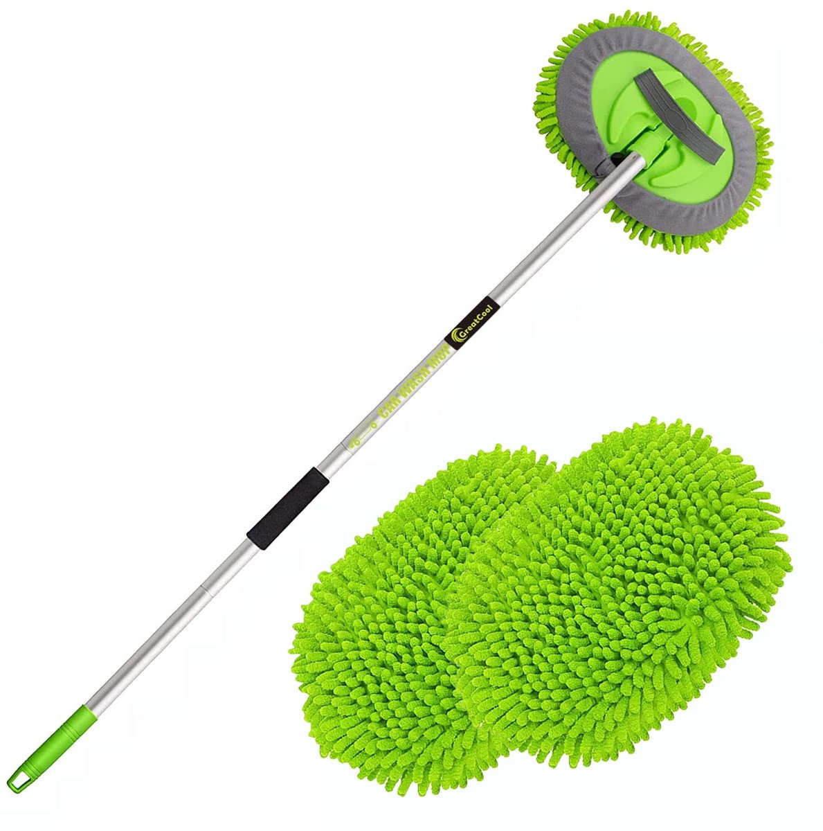 Omgoods - 62'' Autowasborstel met Lang Handvat - 2 in 1 Chenille Microfiber Reinigingsset