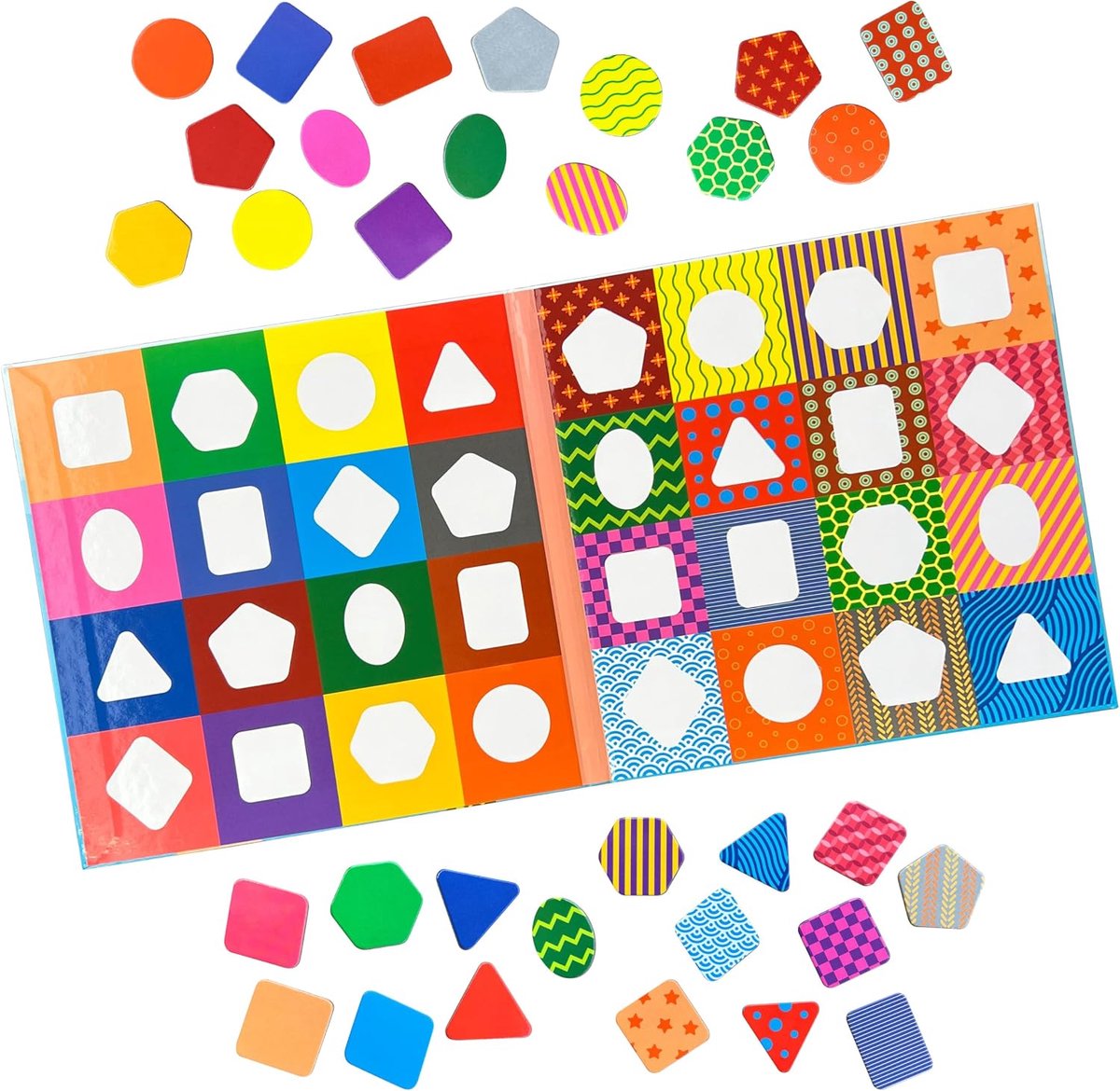 UD96 - Toewijzingsspel vormen, kleuren en patronen met 32 magneten, magnetisch sorteerspel, Tangram-speelgoed, mozaïek steekspel voor kinderen, Montessori vanaf 3 jaar