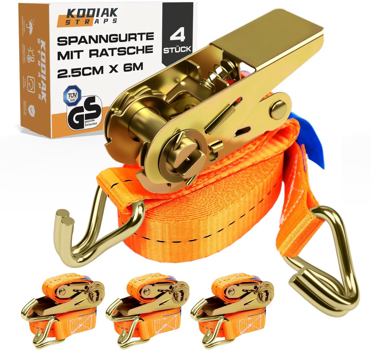 Omgoods - 6m Lashing Straps met Ratchet en Haak - 4 Stuks voor Veilig Transport