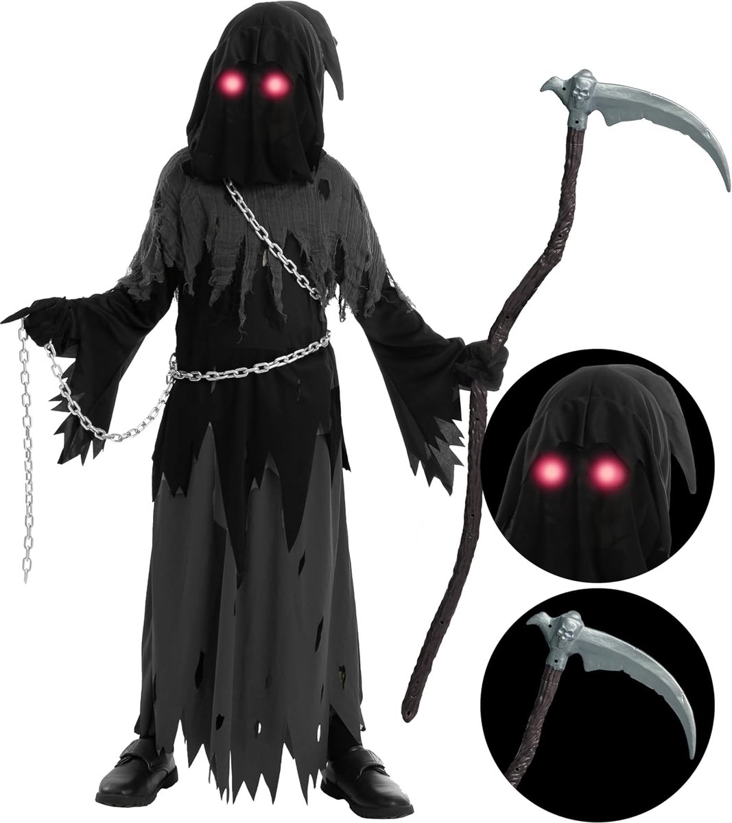 Creations Kinderkostuum, uniseks, oplichtende ogen, voor Halloween, Creepy Phantom