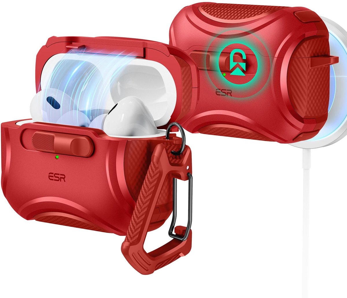 Omgoods - Beschermcase voor AirPods Pro 2/1 Gen - MagSafe compatibel, Rood