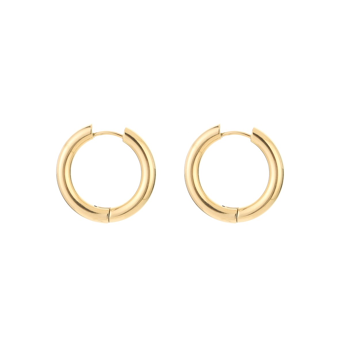 Classic Medium Round Huggie Hoops – Luxe Ronde Oorringen – RVS - Goud