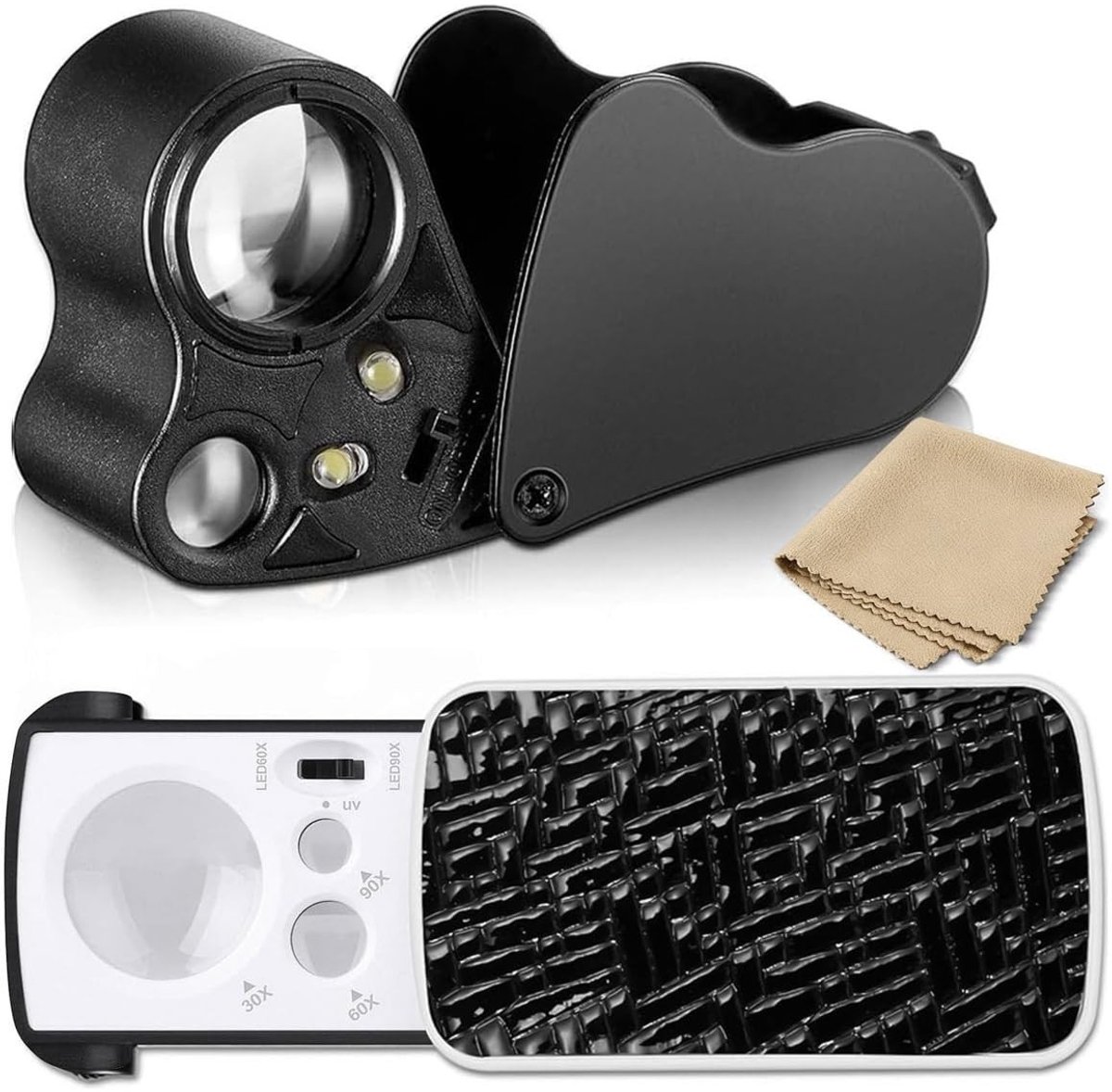 Omgoods - 30x 60x 90x Trichome Magnifier met UV en LED Licht - Perfect voor Juwelen en Munten