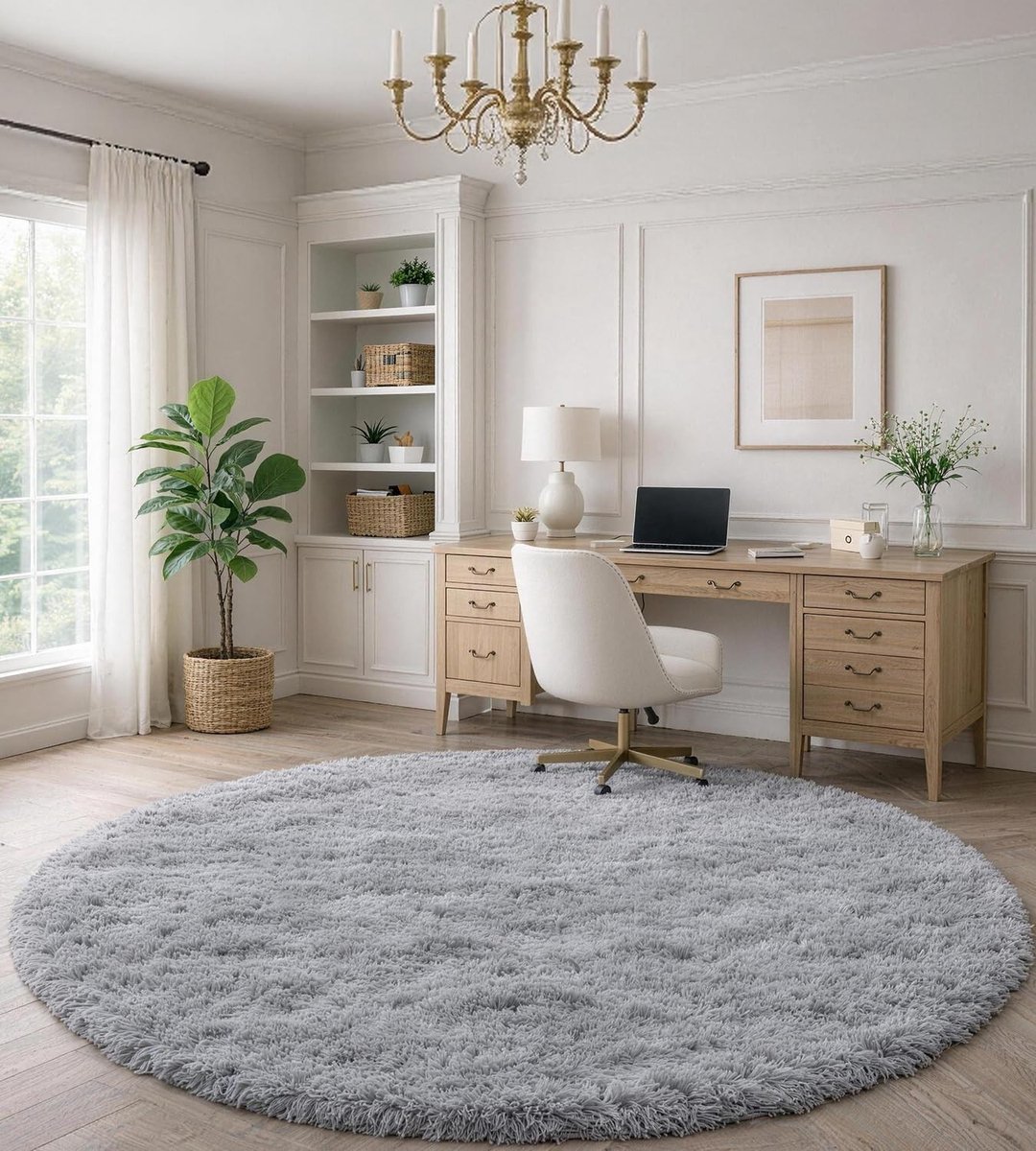 Omgoods - Shaggy Rond Vloerkleed - 120x180 cm Grijs