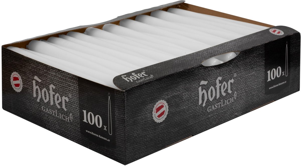 Omgoods - Hofer Kaarsen voor Kandelaar - 23 x 250 mm - Witte Set van 100
