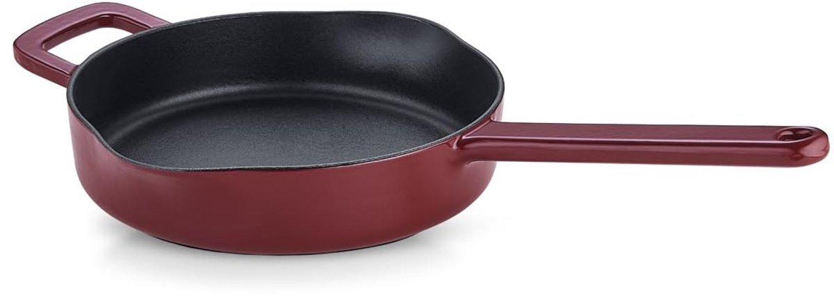 Omgoods - Geëmailleerde Gietijzeren Pan 24 cm met Antiaanbaklaag