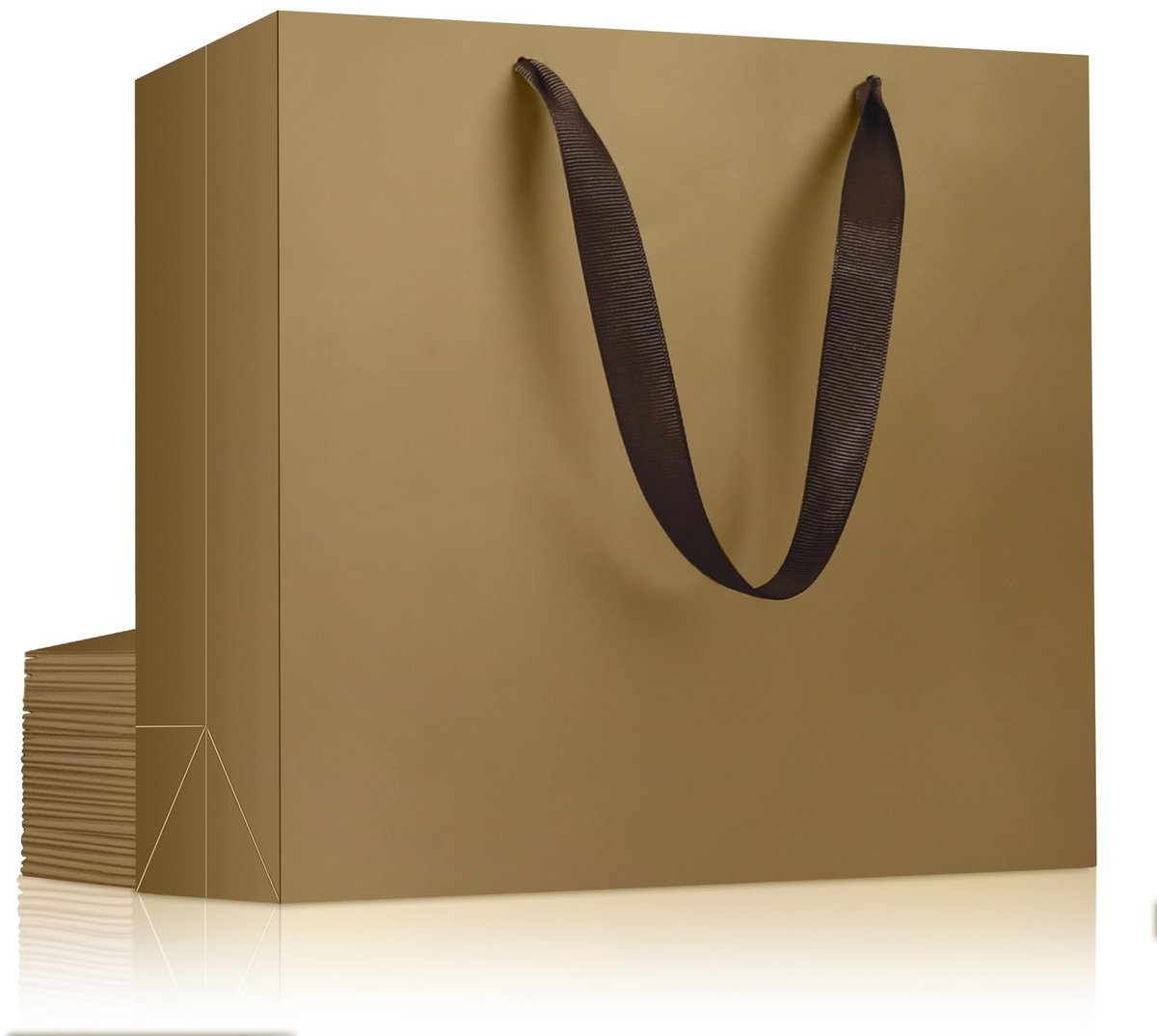 Omgoods - 10-Pack Papieren Tassen met Handvatten - Grote Bruin-Koper Cadeautassen 32x11.5x28cm