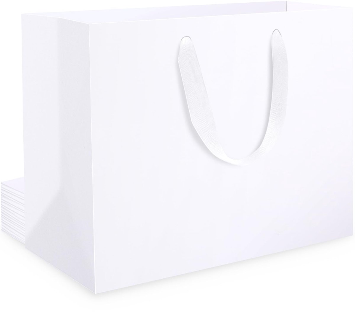 Omgoods - 10 Grote Witte Cadeautassen - 40 x 15 x 30 cm met Handvatten
