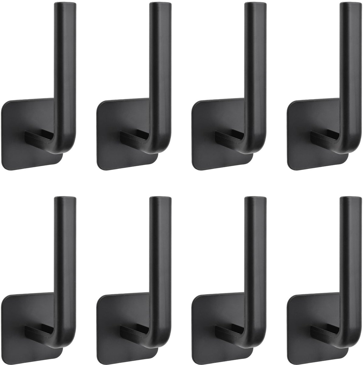 Omgoods - 8 Stuks Decoratieve Gordijnhouders - Zelfklevende L-vormige Gordijnhaken voor Thuisgebruik (Zwart)