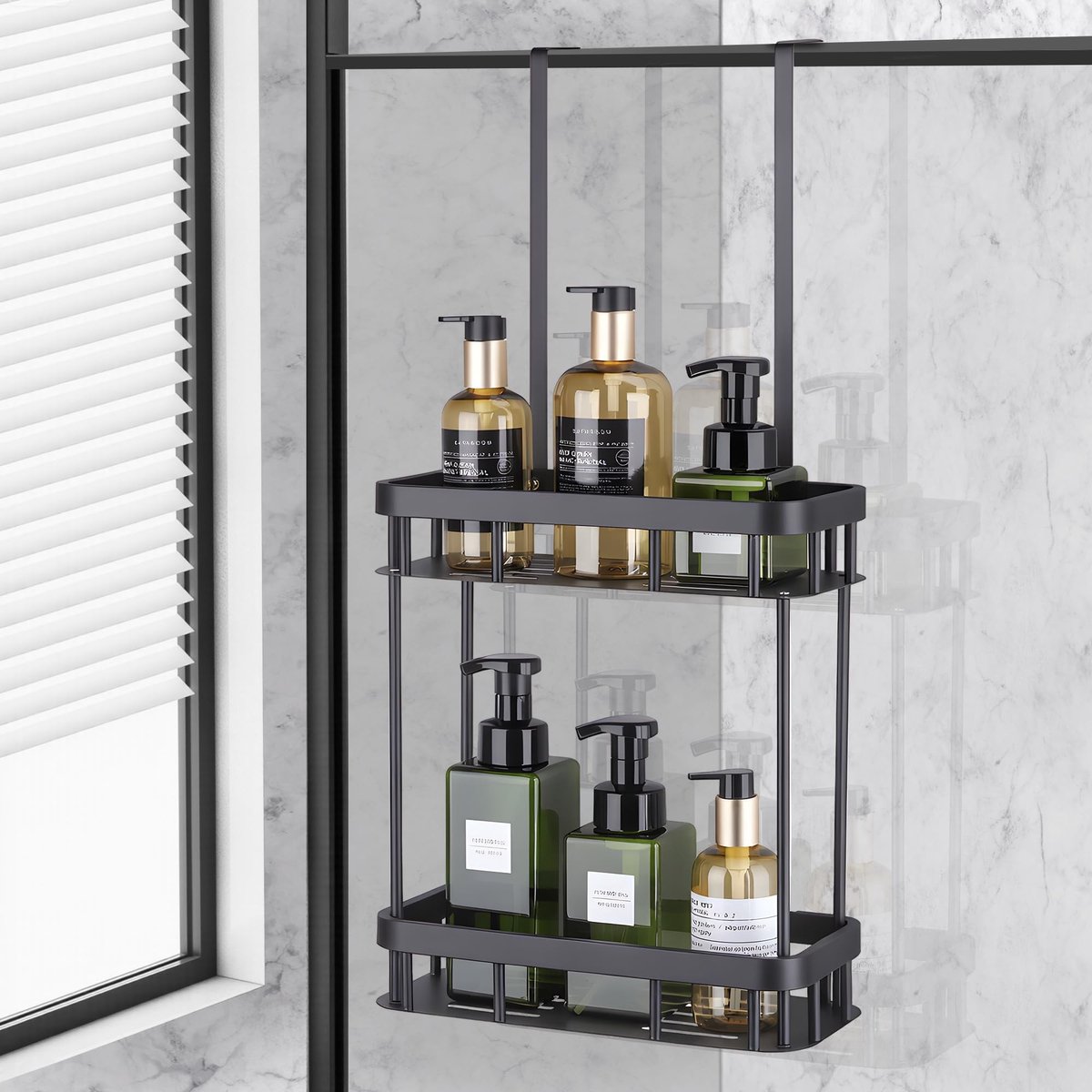 Omgoods - Shower Caddy Hanging Organizer - Douche Plank zonder Boren voor Shampoo en Accessoires