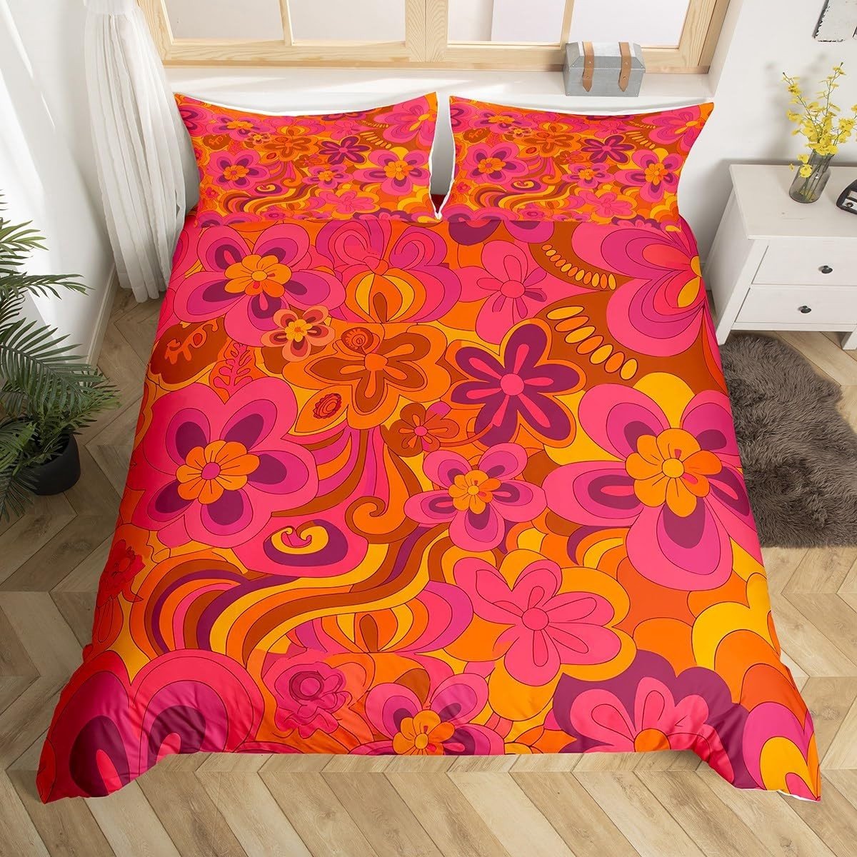 Omgoods - Retro Hippie Bloemen Dekbedovertrekset voor Kinderen