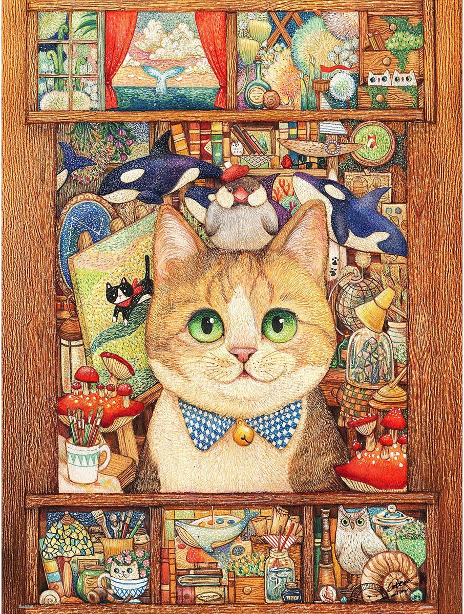 Omgoods - Puzzel 1000 Stukjes - Cotton Lion - Kat Art Studio, Cadeau voor Volwassenen