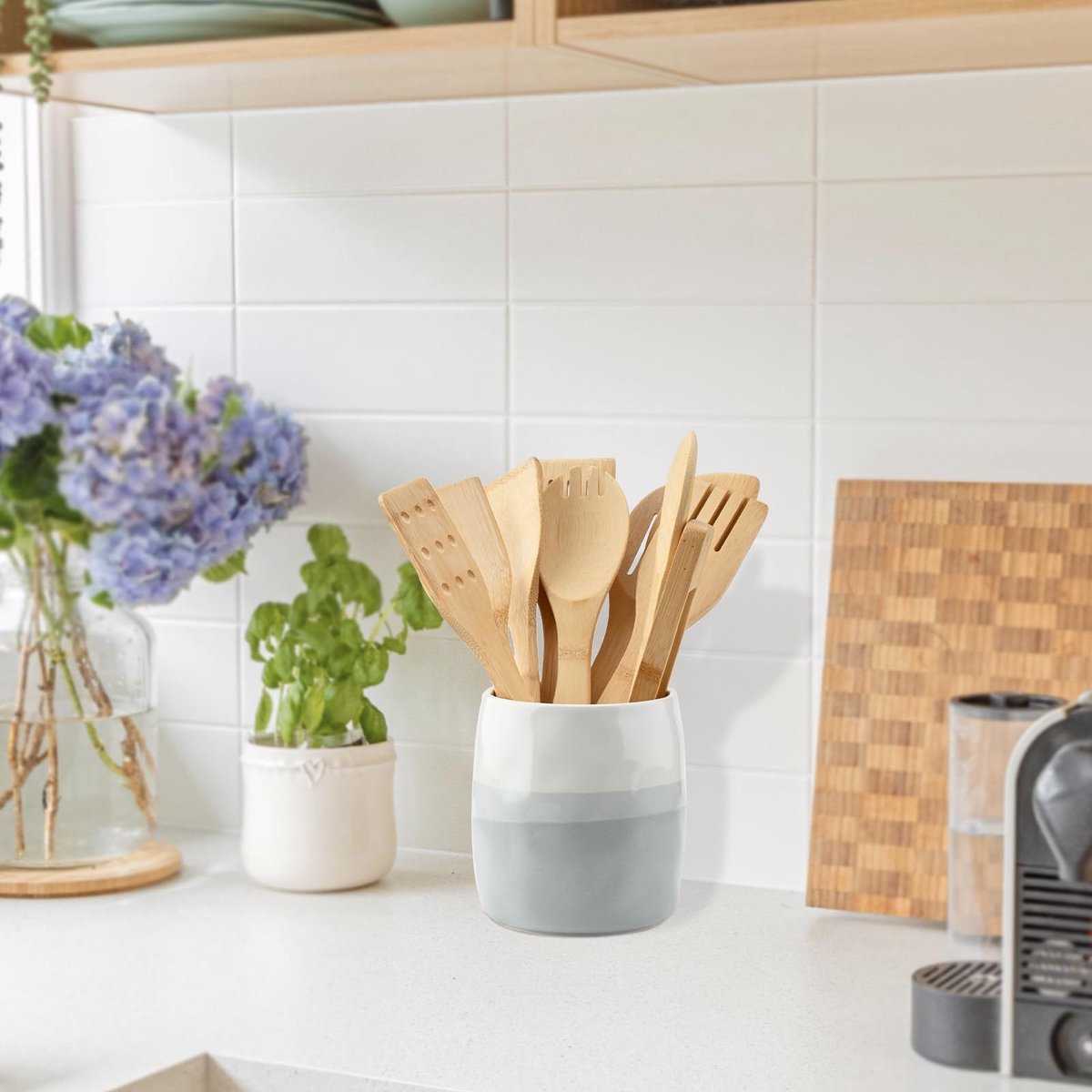 Omgoods - Keramische Keukenhulpmiddelhouder - Organiser voor Bestek en Keukenaccessoires