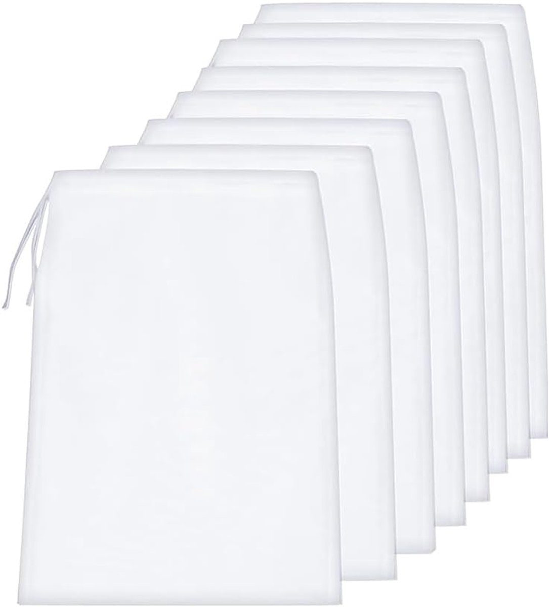 notenmelkzak, set van 8, kaasdoek, zeefdoek voor notenmelk, amandelmelk, vruchtensap, yoghurt, herbruikbaar, fijnmazig, geschikt voor levensmiddelen, keukendoek, filter, huishouden, 20 x 30