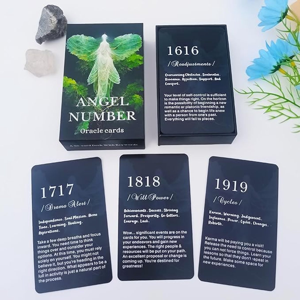 Omgoods- Cijferkaarten Engelennummers - Oracle Deck - Inzichtkaarten - Inspiratiekaarten - 56 Kaarten - Gechannelde Boodschap - Orakelkaarten