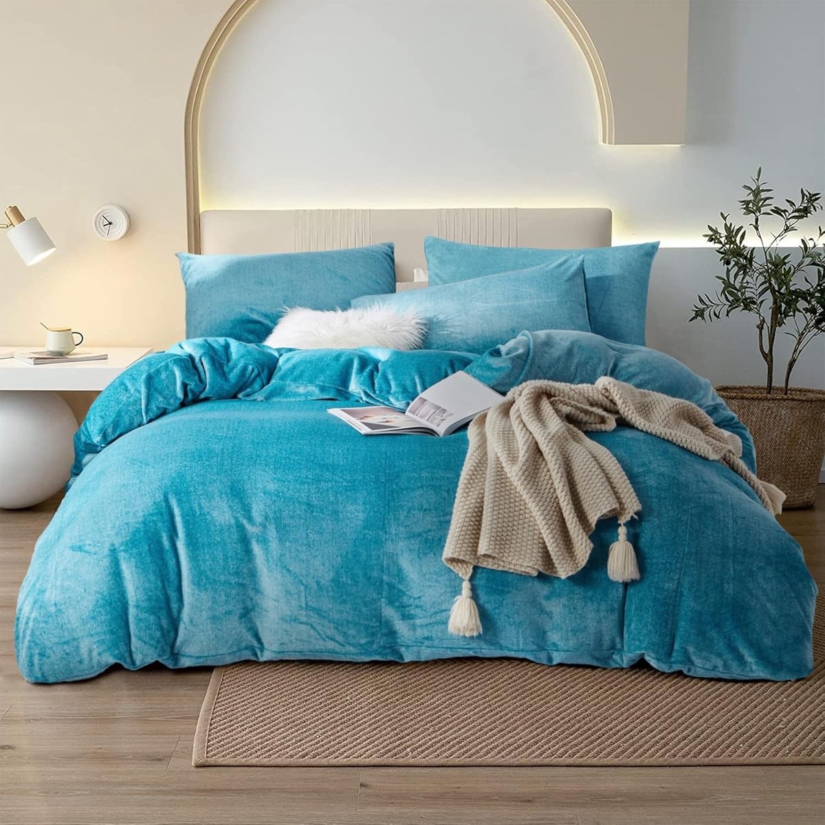 Omgoods - Fluffy Dekbedovertrekset - 220 x 240 cm, Turquoise