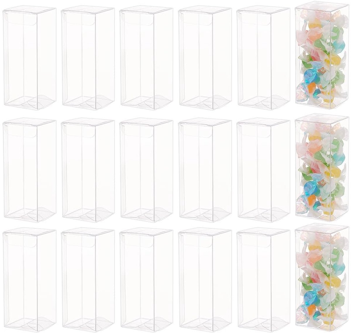 Omgoods- Gastgeschenkdozen 40 stuks - Transparant PVC - Rechthoekig - 4 x 4 x 10 cm - Voor Kerstmis/bruiloft/feest - Creatieve verpakking - Geschenkdozen