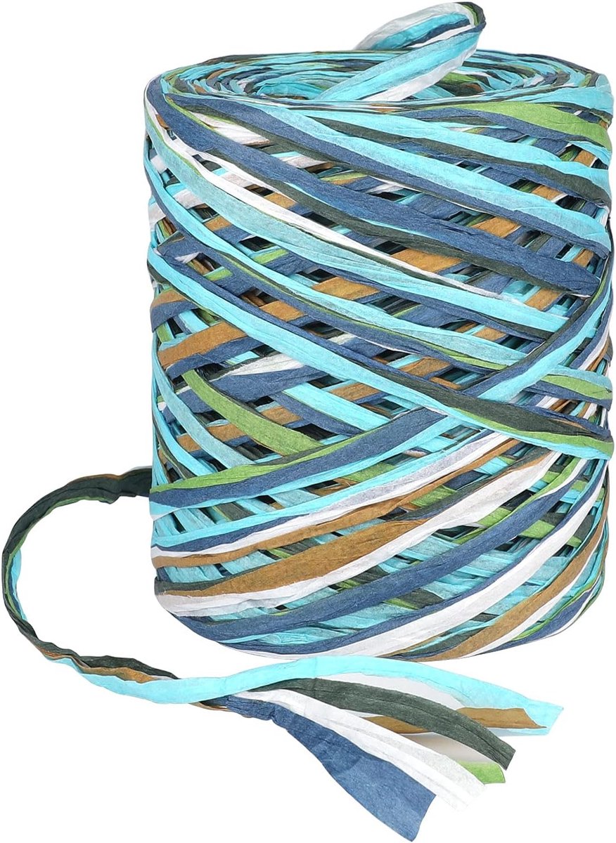 Raffia band: 6 lagen kleurrijk raffiapapier | Natuurlijke bast voor geschenkverpakkingen, weven, perfecte vulstof