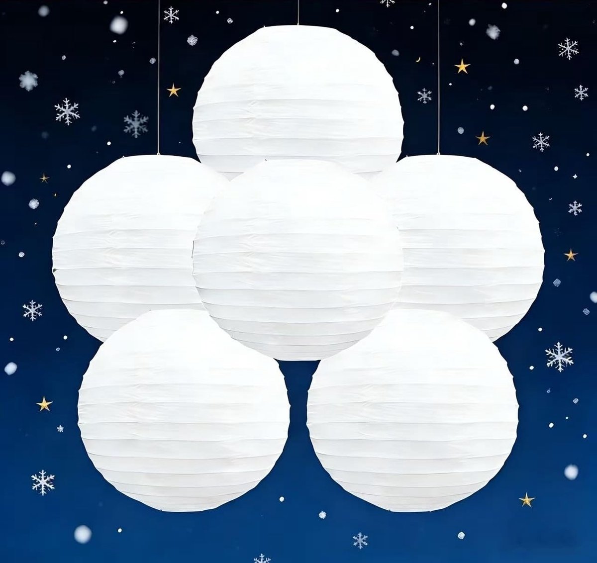 Omgoods - Set van 6 Witte Papieren Lantaarns - Decoratieve Hanglampen voor Feesten en Evenementen