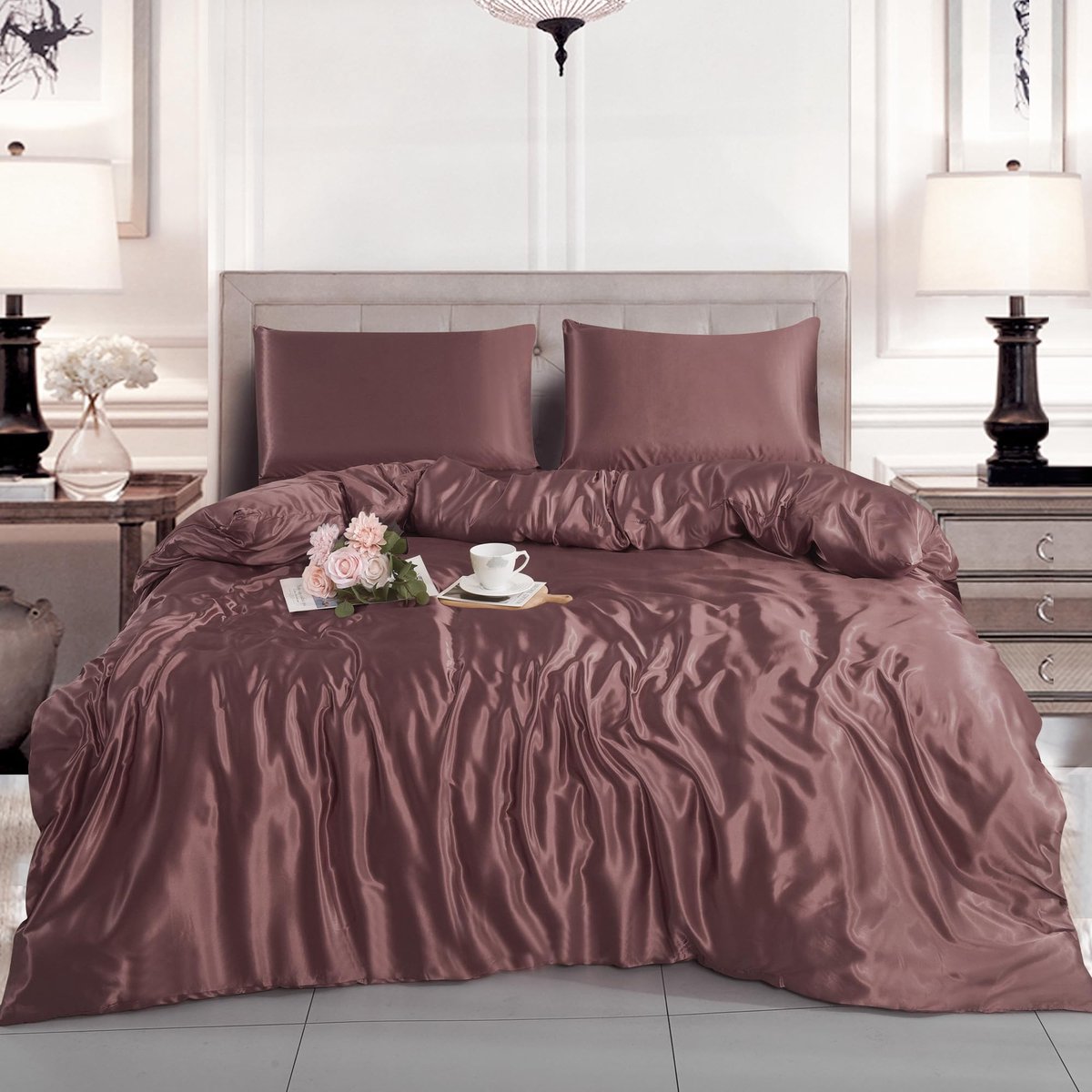 Omgoods - Luxe Satijnen Dekbedovertrek Set voor Tweepersoonsbed