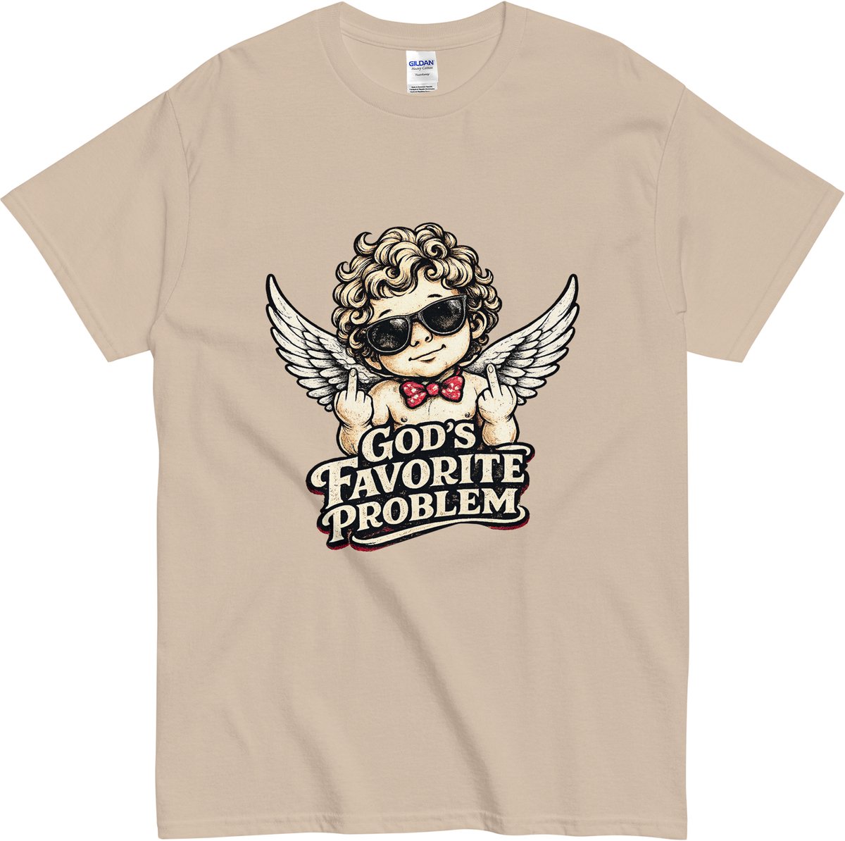 Gods Favoriete Probleem T Shirt voor Heren en Dames - Grappige Tekst - Beige - L