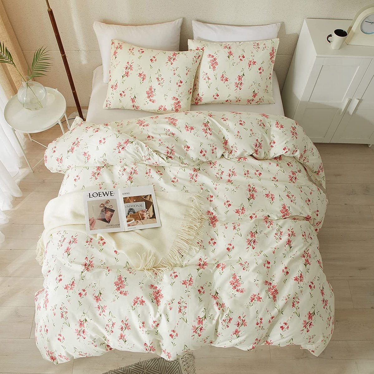 Omgoods - Bloemen Duvet Cover Set van 3 met Kussenslopen